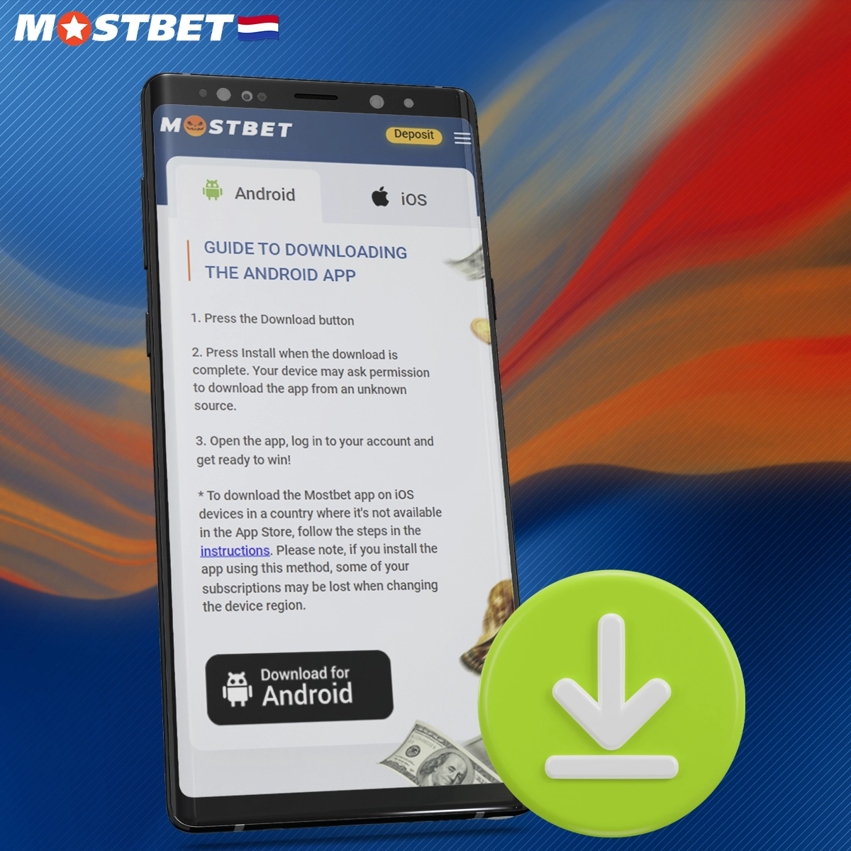 Stap-voor-stap handleiding voor het installeren van de Mostbet-app op Android.