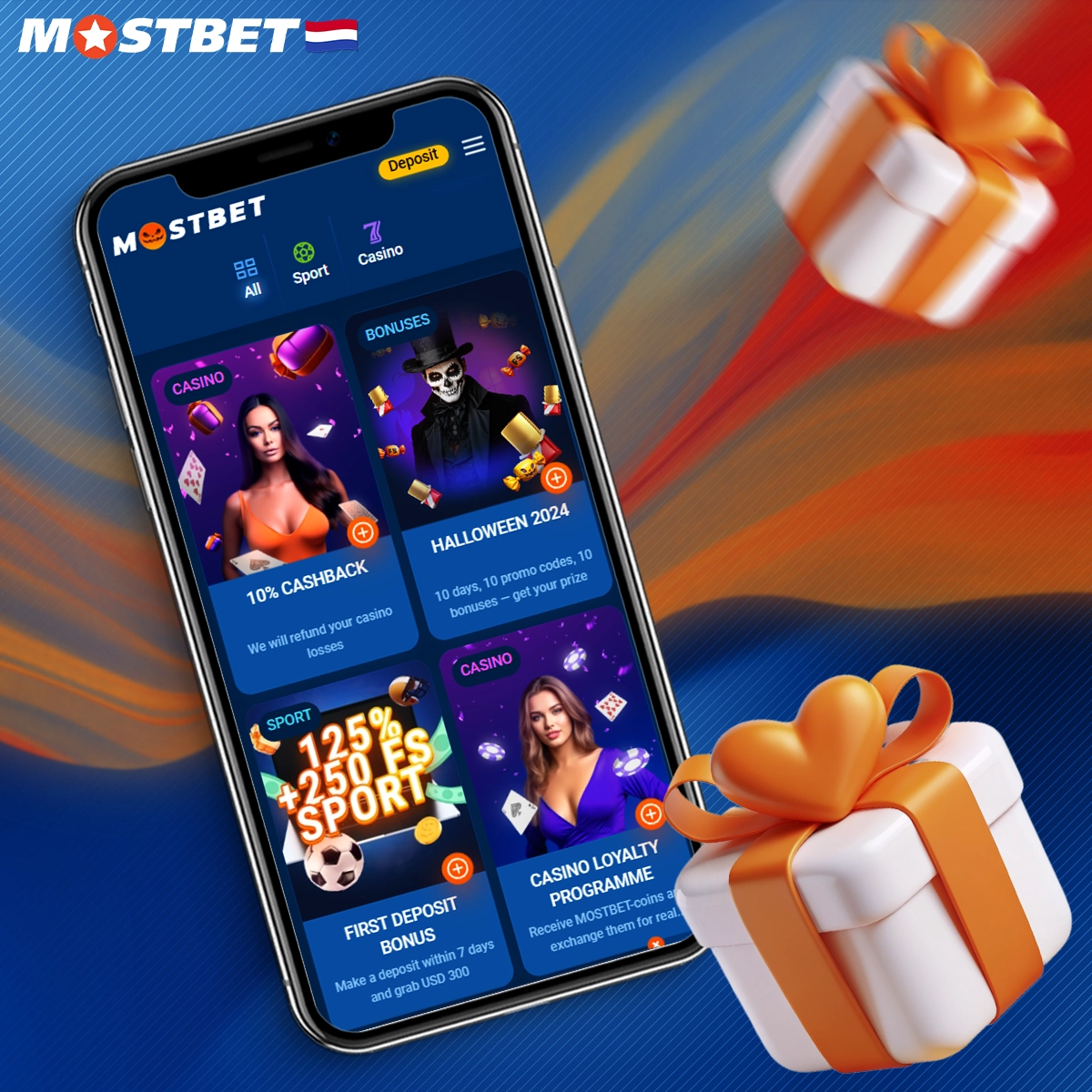 Mostbet mobiele app bonussen