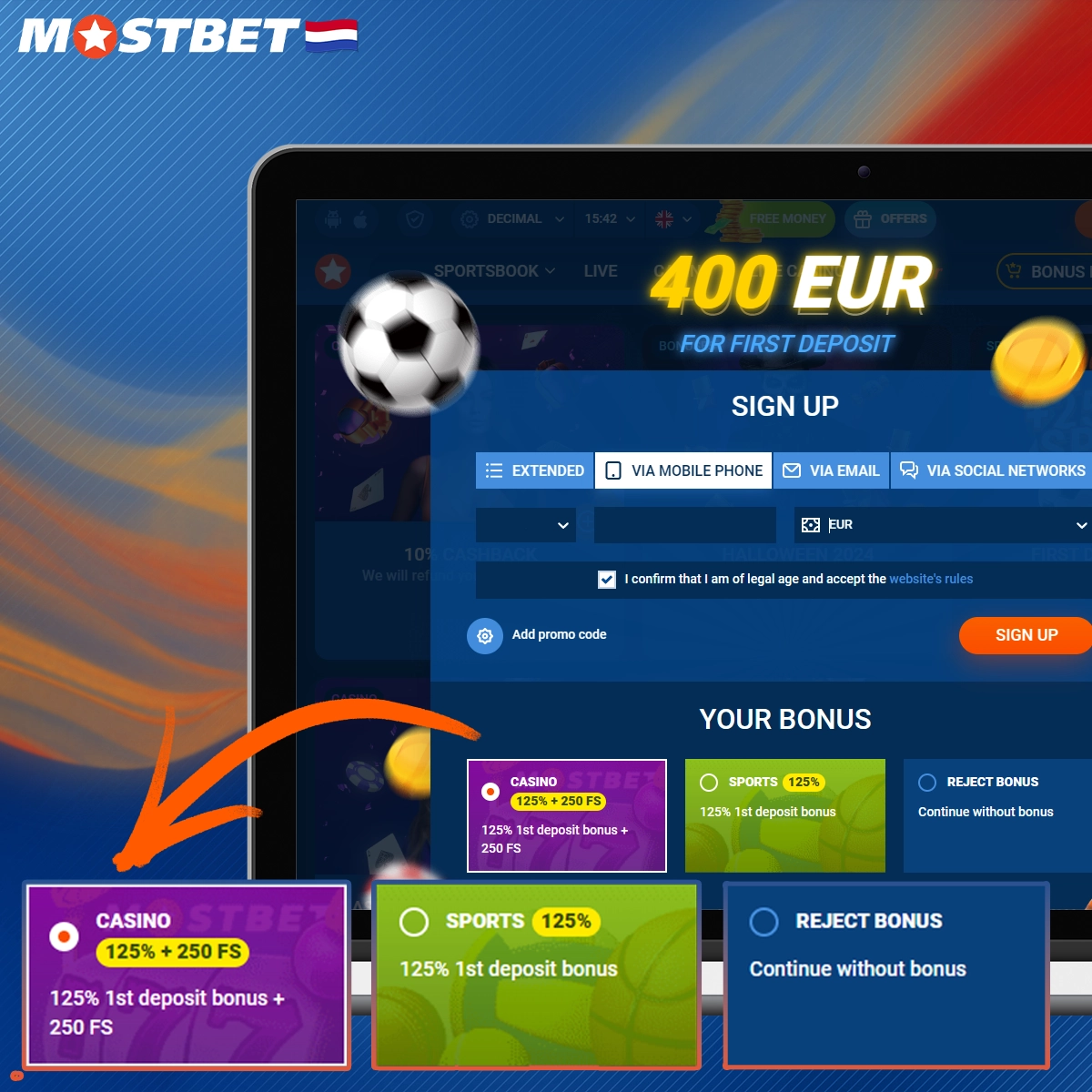 Stappen om de Mostbet promotiecode te activeren