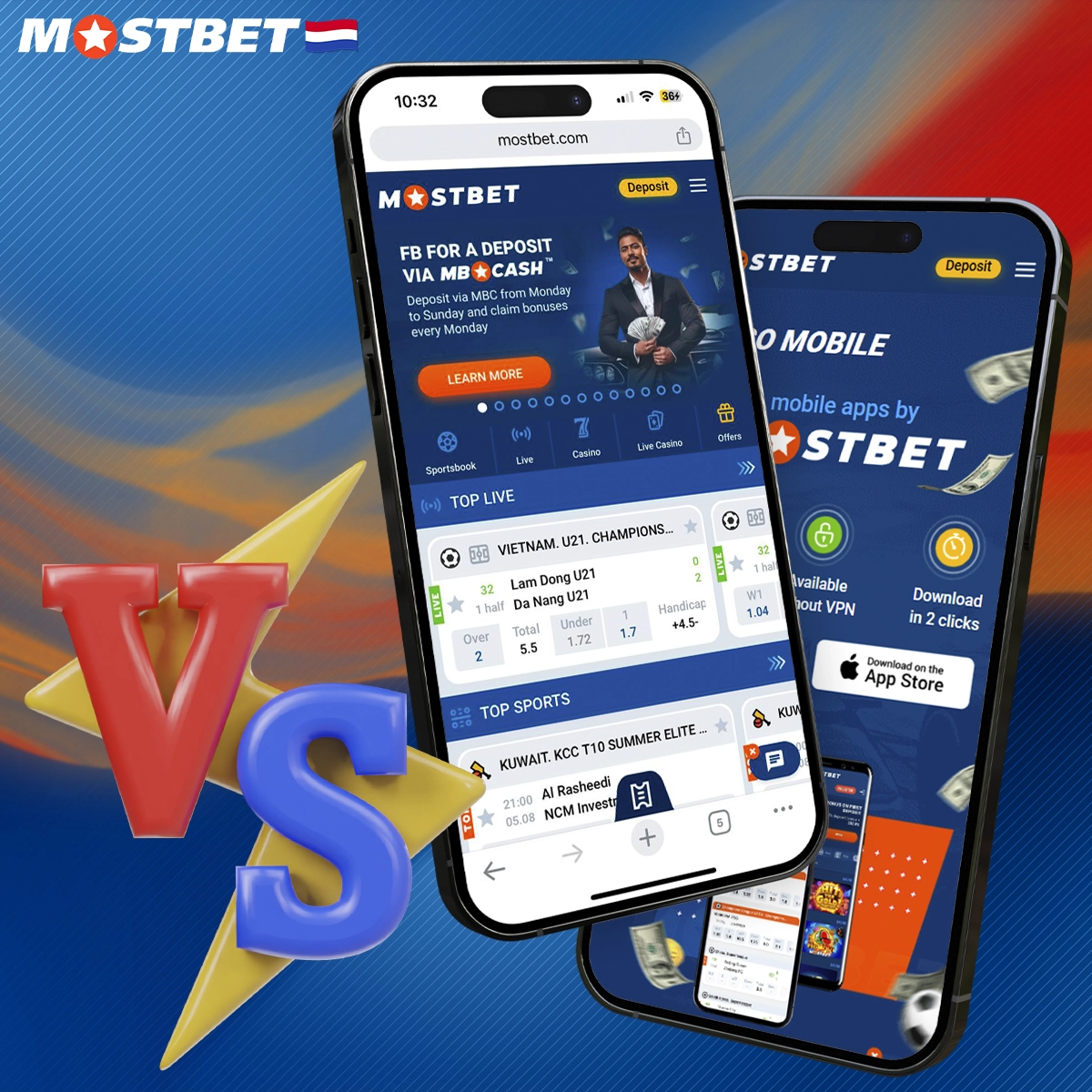 Vergelijking tussen de Mostbet-app en de mobiele versie.