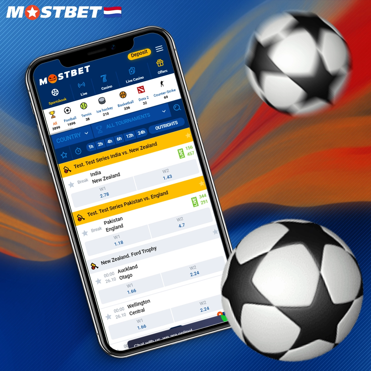 Wedden via de mobiele app op Mostbet