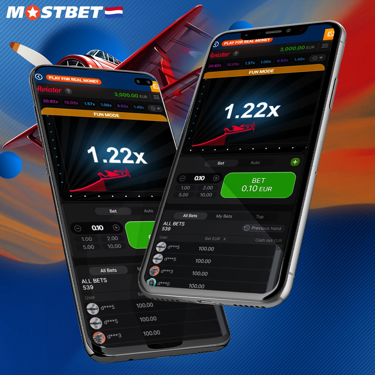 Aviator mobiele app bij Mostbet
