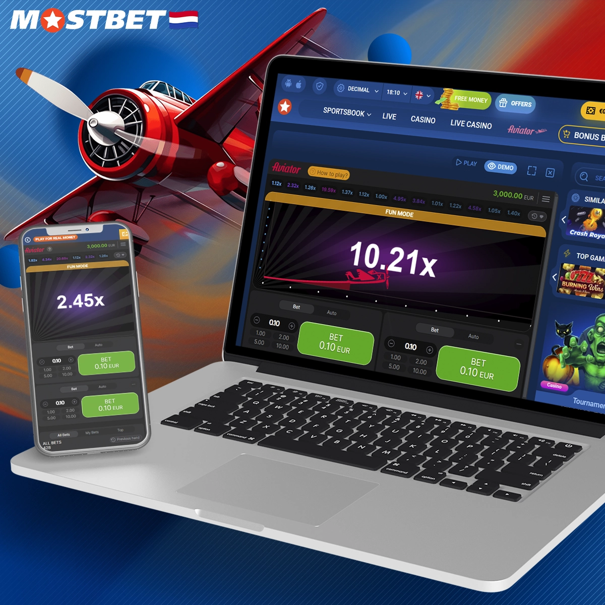 Stap-voor-stap beginnen met het spelen van Aviator op Mostbet.